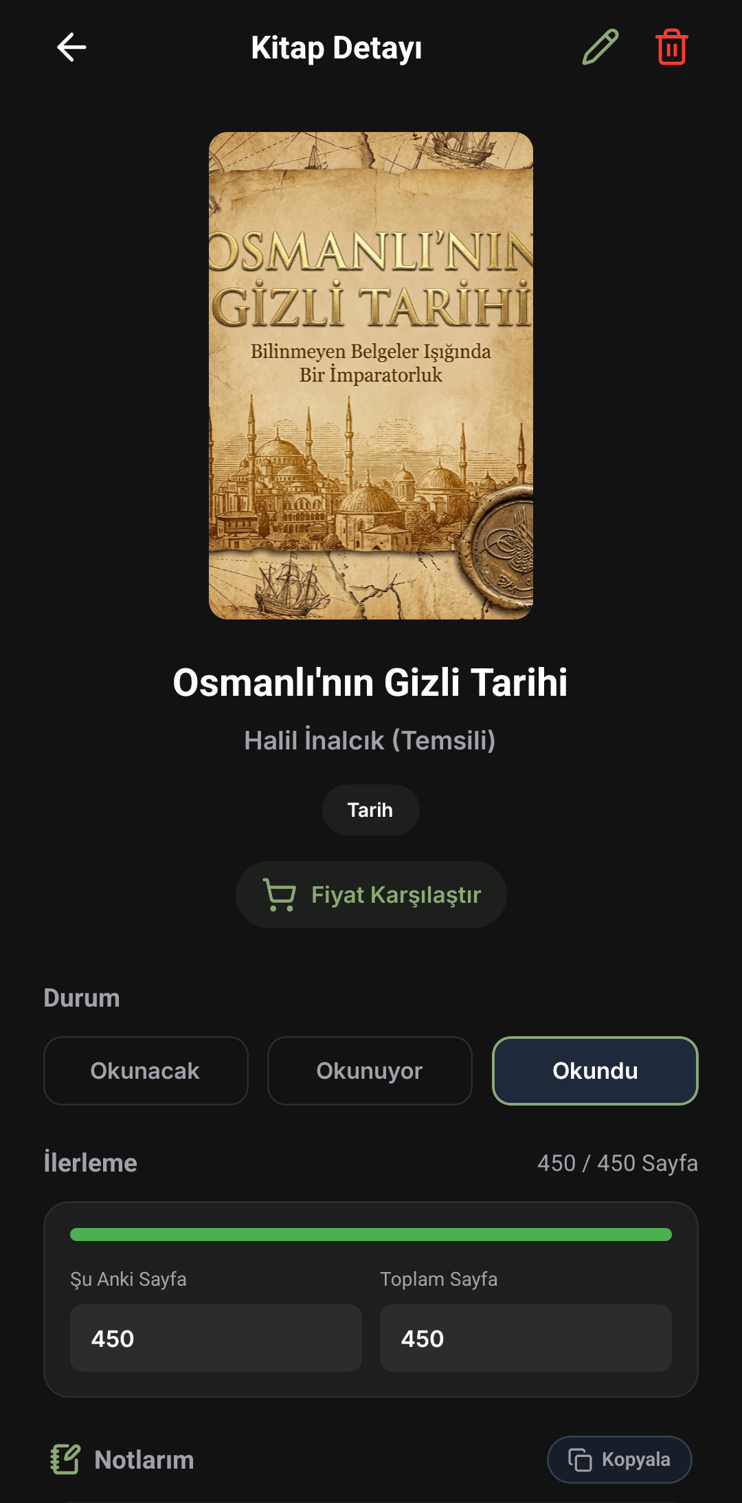 Ayraç uygulama ekranı