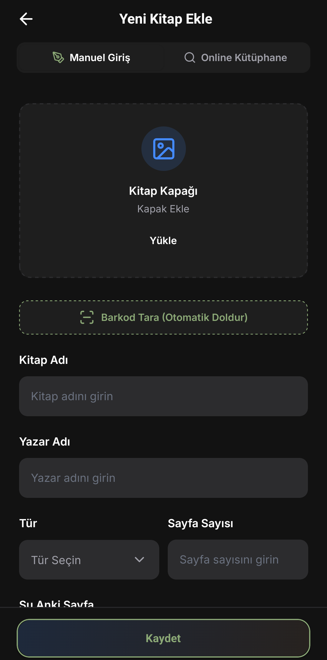 Ayraç uygulama ekranı